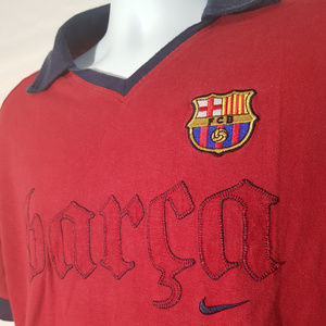 Barca Mens Nike Short Sleeve Polo Shirt Red